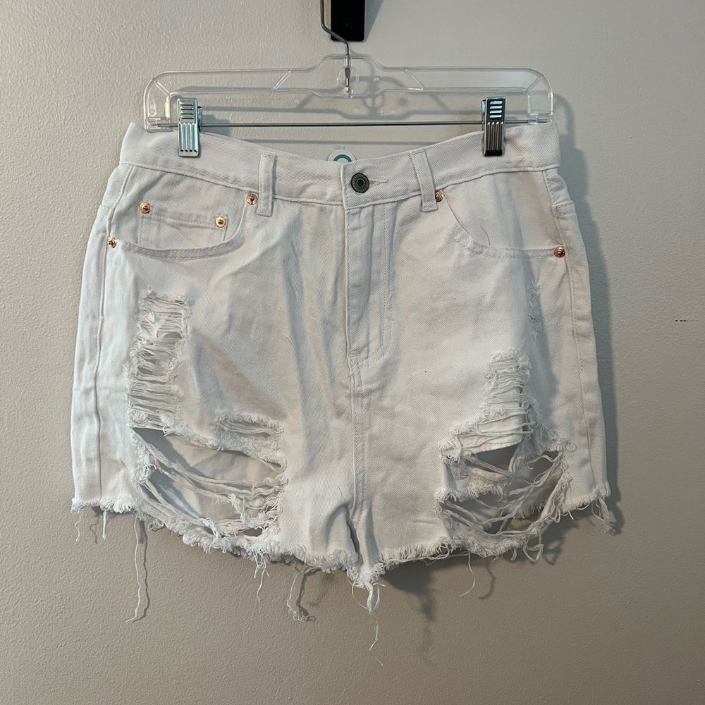NWT White Distressed Denim Shorts